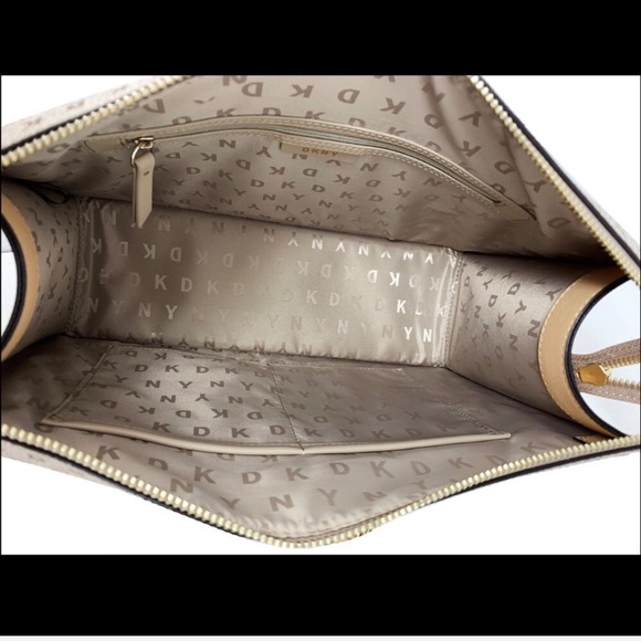 DKNY Bryant Signature Leather Zip Tote Tan - Picture 6 of 6